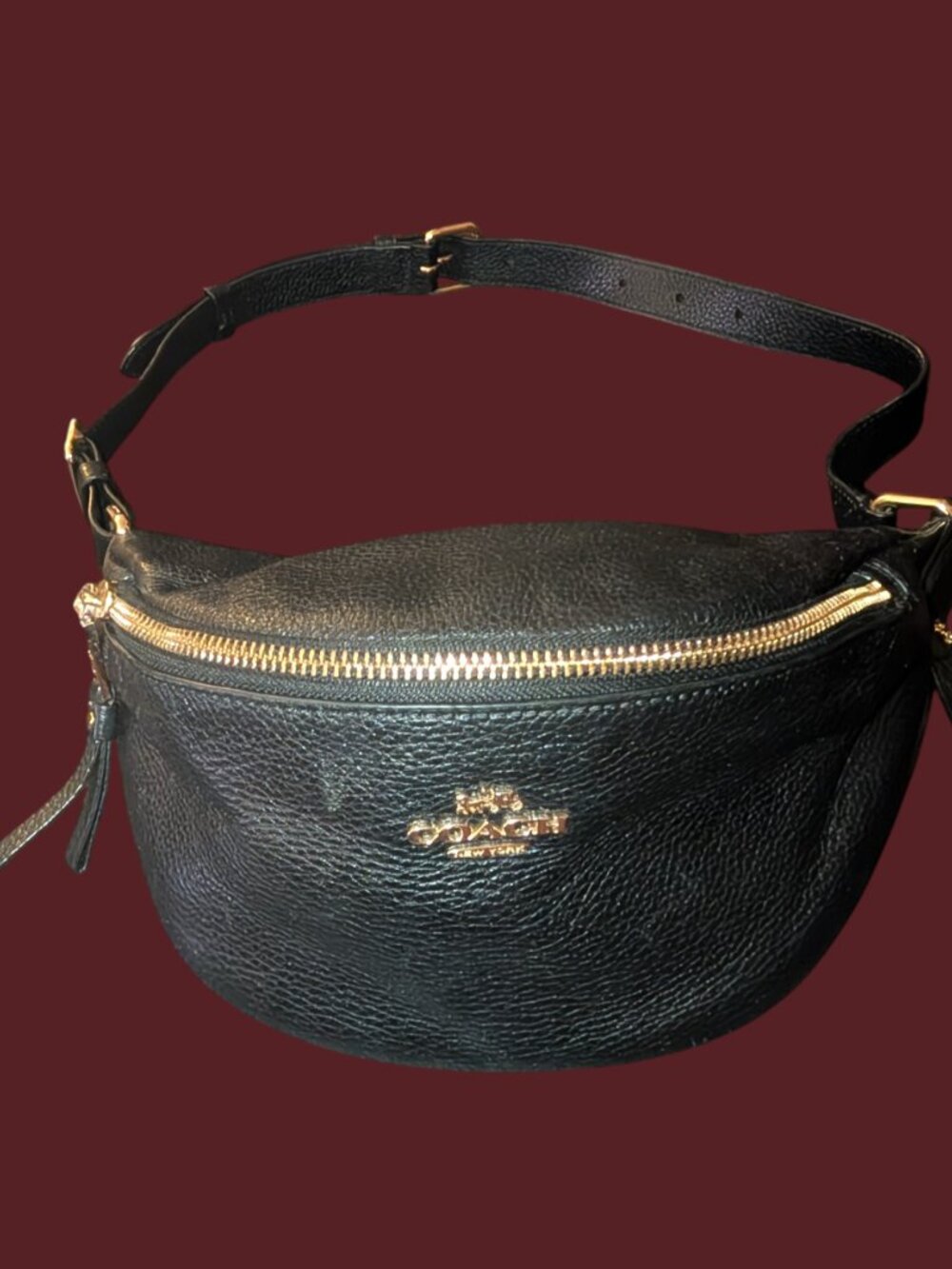 Coach Black Leather Fanny Pack Belt Bag Bum Bag F48738 - Picture 2 of 16